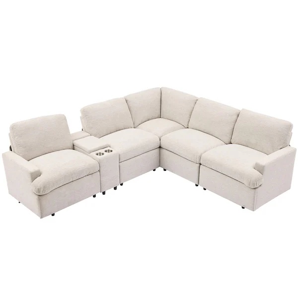 INCOMPLETE **104'' Power Recliner Sectional Sofa With Storage, Cup Holders, USB Ports, And Power Socket