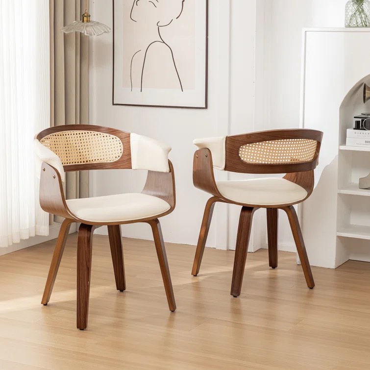 (box 2 of 2) Esterly Solid Wood Dining Chair with Rattan Backrest(Esterly Solid Wood Dining Chair with Rattan Backrest (Set of 2)