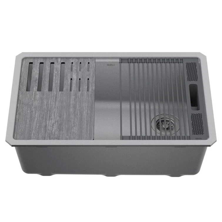 DELTA Everest™ 29" L Granite Composite Workstation Kitchen Sink Undermount Single Bowl with WorkFlow™ Ledge