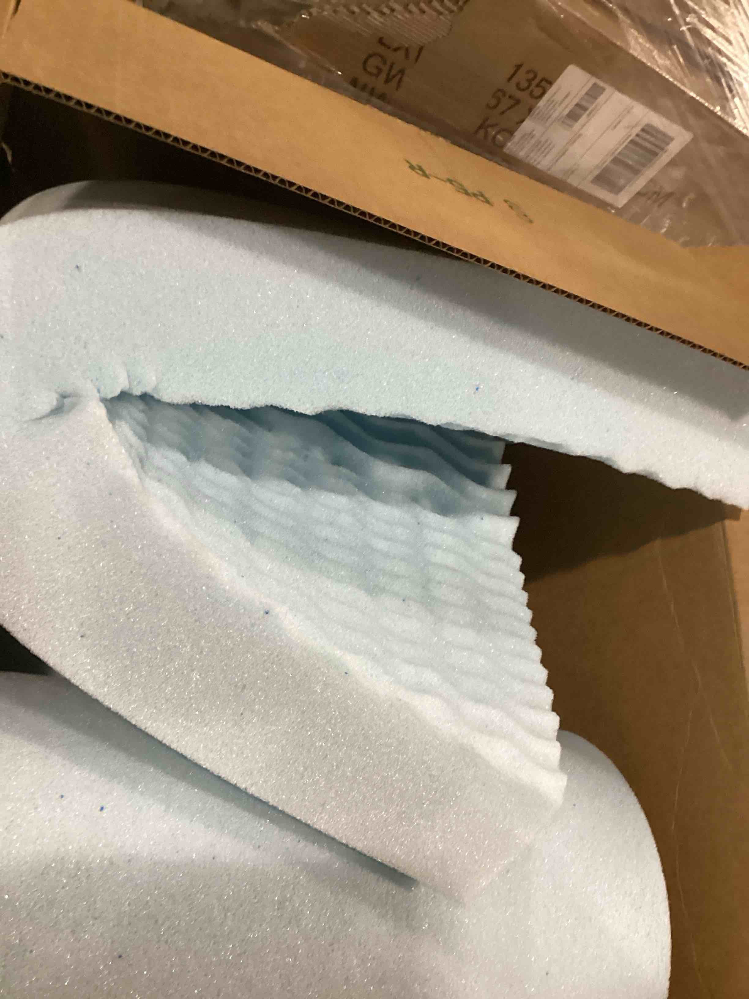 Best Price Mattress 4 Inch Egg Crate Memory Foam Mattress Topper with Cooling Gel Infusion, CertiPUR-US Certified, Queen Light Blue