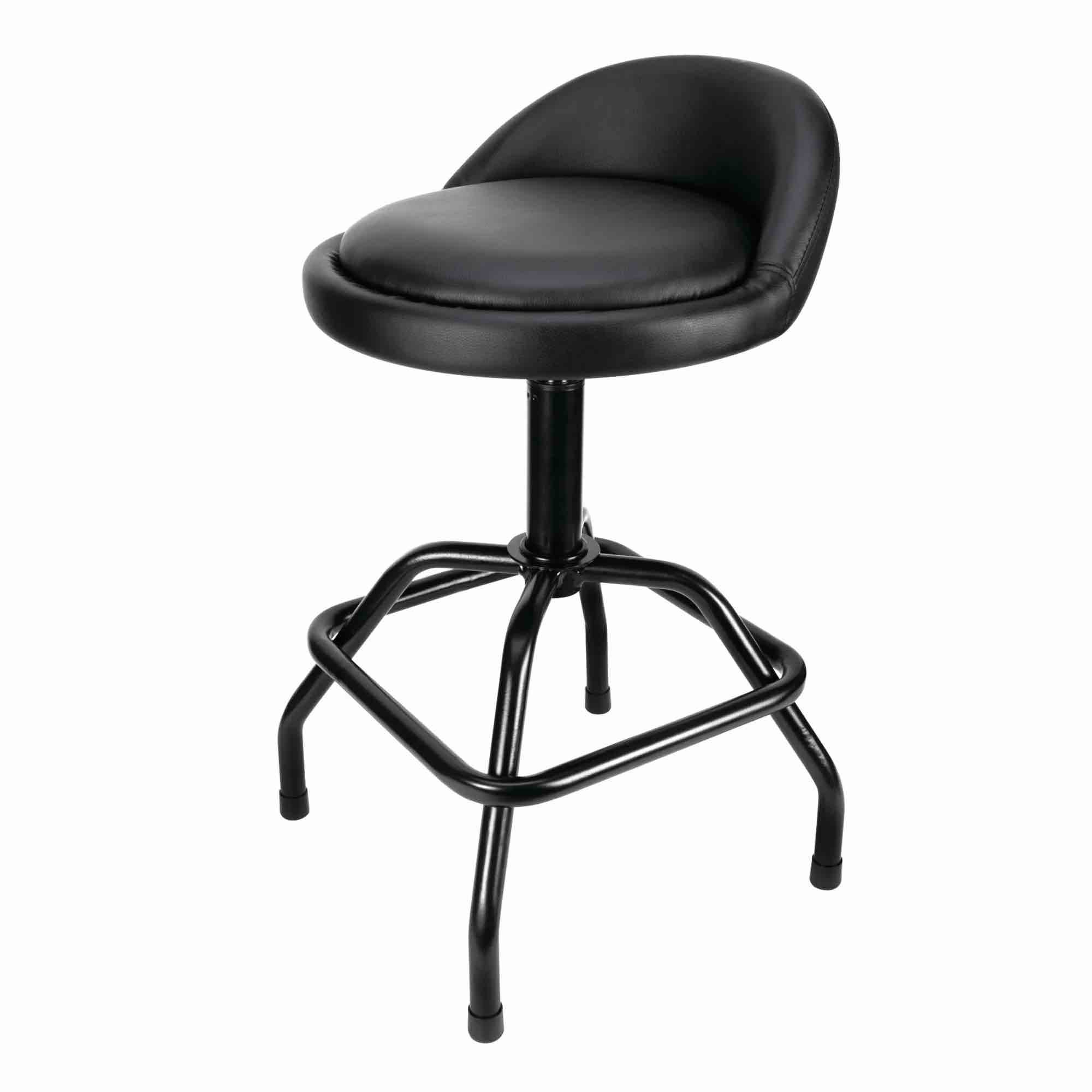 Performance Tool W85031 High Back Pneumatic Adjustable Swivel Bar Stool with Back Support - 25-31 In. Height, for Home, Bar, and Shop, Black