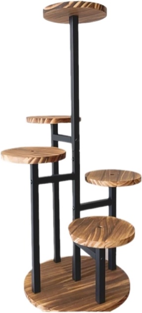 Display Stand for Garden Metal and Wood Plant Stand for Multiple Plants Tall Plant Shelf Plant Holders for Indoor Plant Stand Flower Shelf