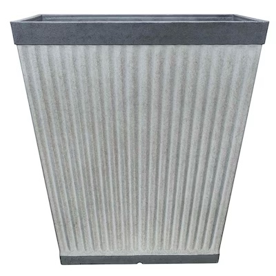allen + roth Square 16.0-Inches W Large Silver Resin Indoor/Outdoor Plante