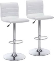 Vogue Furniture Direct PU Leather Bar Stools, Modern Square Adjustable Swivel Barstools with Back, Armless Airlift Counter Height Bar Chairs for Kitchen Dining Set of 2 (Pearl White)