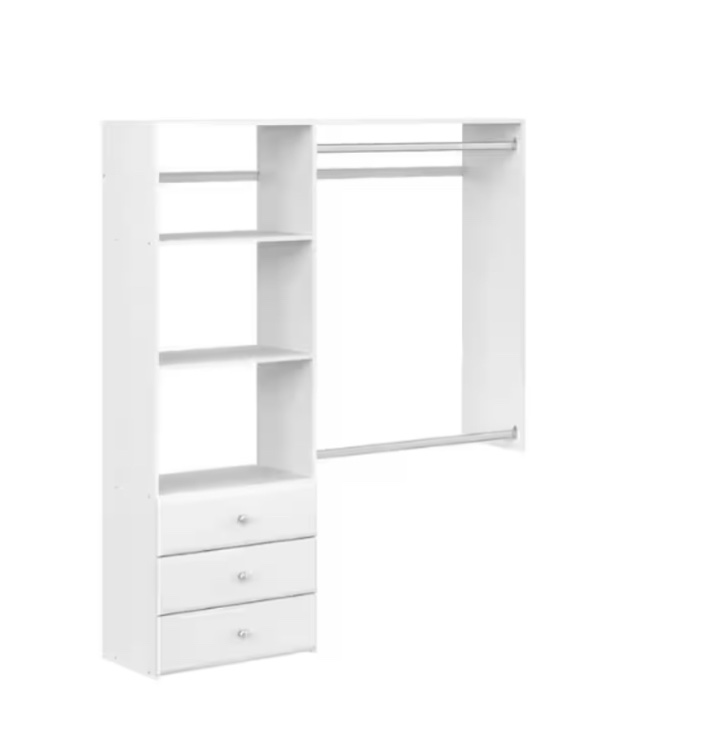 Classic 36 in. W . - 60 in. W White Wood Closet Tower System