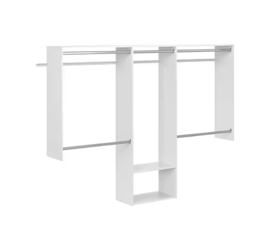 Essential 60 in. W - 96 in. W White Wood Closet System