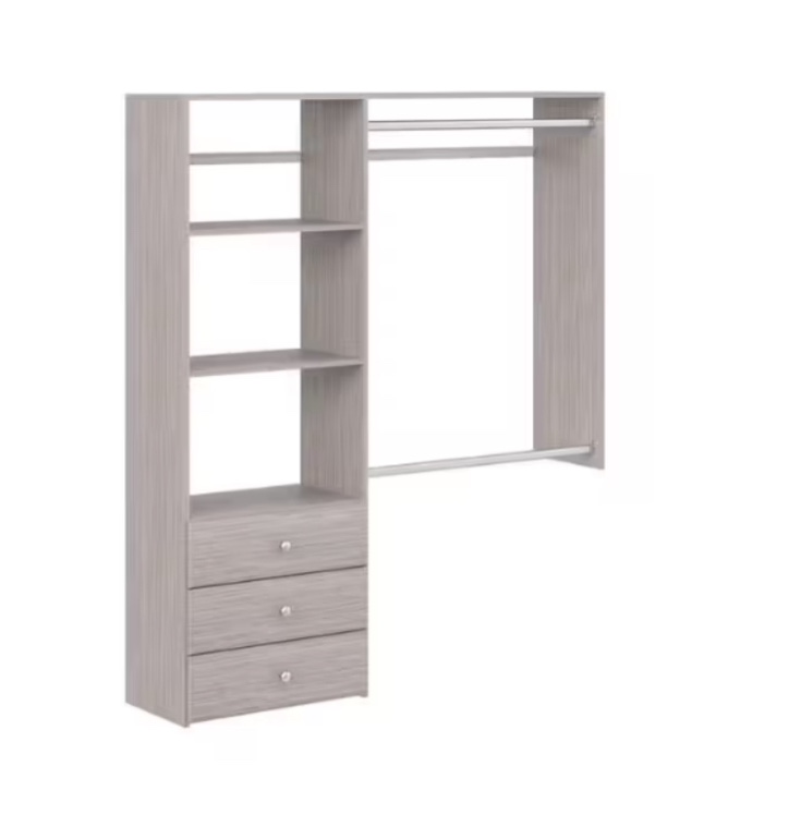 Classic 36 in. W . - 60 in. W Rustic Grey Wood Closet Tower System