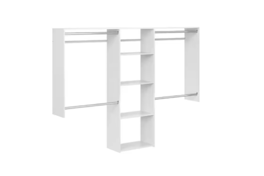 Essential Plus 60 in. W - 96 in. W White Wood Closet System