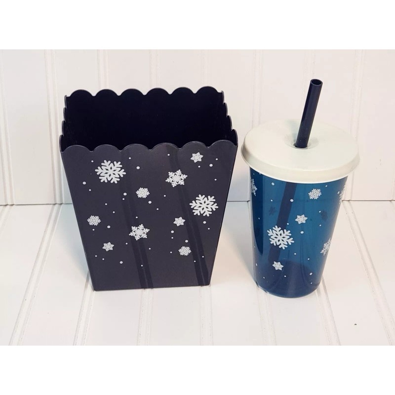 Zak Snow Flake Popcorn Bucket With Straw Tumbler Set