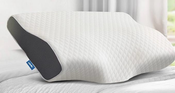 Derila Cervical Neck Pillow for Sleeping - Ergonomic Neck Support Pillow for Back, Stomach, Side Sleeper Contour Memory Foam Pillows for Shoulder Relief
