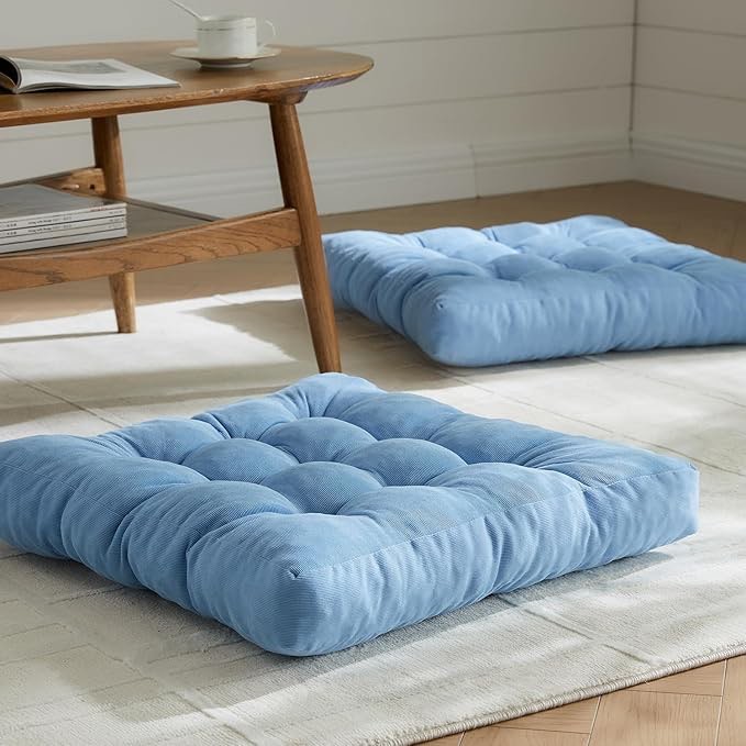 Floor Pillows Cushions for Adults - Meditation Cushion Pillow Square Floor Pillow Memory Foam Added Floor Cushion, Extra Large Floor Pillow Seating Cushions for Sitting on Floor