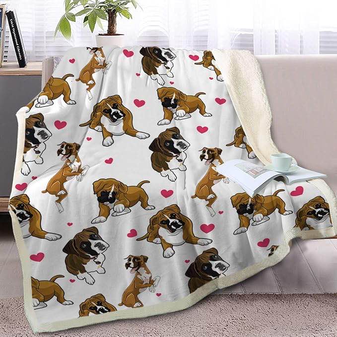BlessLiving Red Hearts Dog Cat Print Plush Blanket Cute Puppy for Kids Adults 3D Animal Print Plush Blanket Gift for Pet Lovers