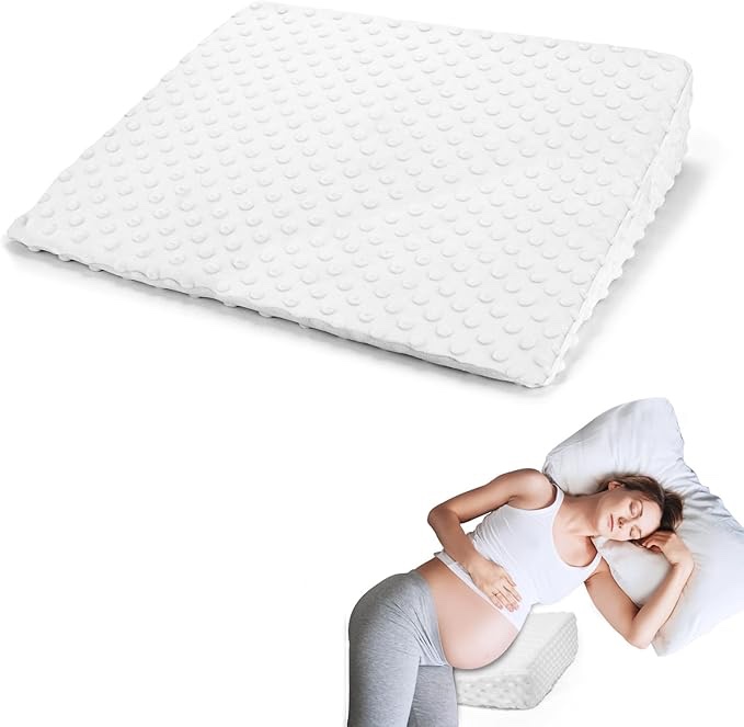 Pregnancy Wedge Pillow White, Detachable Pillowcase for Easy Cleaning