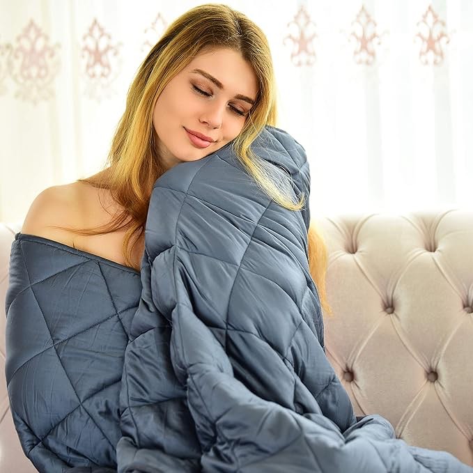 WONAP Cooling Weighted Blanket | 100% Natural Bamboo with Premium Glass Beads for Adult and Kids | Heavy Blanket Grey