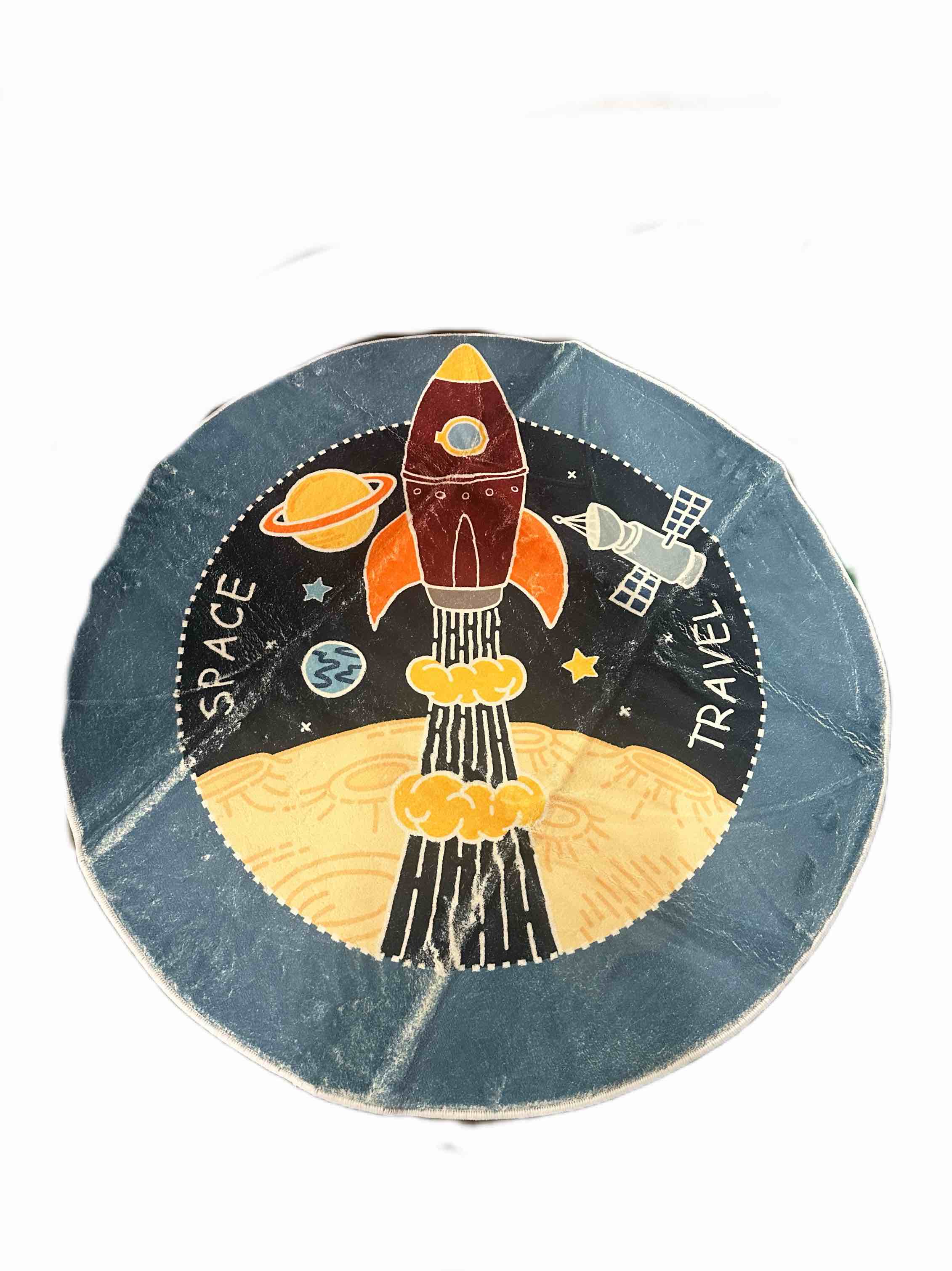 Space Circle Carpet,Super Soft Cute Round Rugs,40" Blue Children Area Rugs, Furry Carpet for Teen's Room,Kawaii Carpet,Room Decor for Baby, Girls Bedroom Decor Rugs, FIPPLEY06088