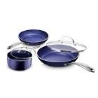 Granite Stone Diamond Granite Stone Classic Blue Pots and Pans Set with Ultra Nonstick Durable Mineral & Diamond Triple Coated Surface, Stainless Steel Stay Cool Handles, 5 Piece Cookware