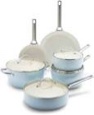 GreenPan Padova 10pc Hard Anodized Healthy Ceramic Nonstick Cookware Set Light Blue
