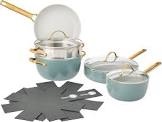 GreenPan Padova Hard Anodized Healthy Ceramic Nonstick, 10 Piece Cookware Pots and Pans Set, PFAS-Free, Dishwasher Safe, Smokey Blue (B09W3W5K8Q)