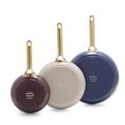 GreenPan Reserve Hard Anodized Healthy Ceramic Nonstick, 8" 10" and 12" 3 Piece Frying Pan Skillet Set, Gold Handle, PFAS-Free, Induction Suitable, Dishwasher Safe, Oven Safe, Multi Color Mix