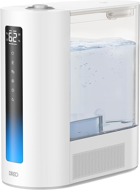 Dreo 6L Humidifiers for Bedroom and Large Room, Cool & Warm Mist Humidifier for Plants, with Precise Humidity Sensor, 60-Hour Runtime, Indicator Light, Dual Aromapad Tray, Baby-friendly, HM713
