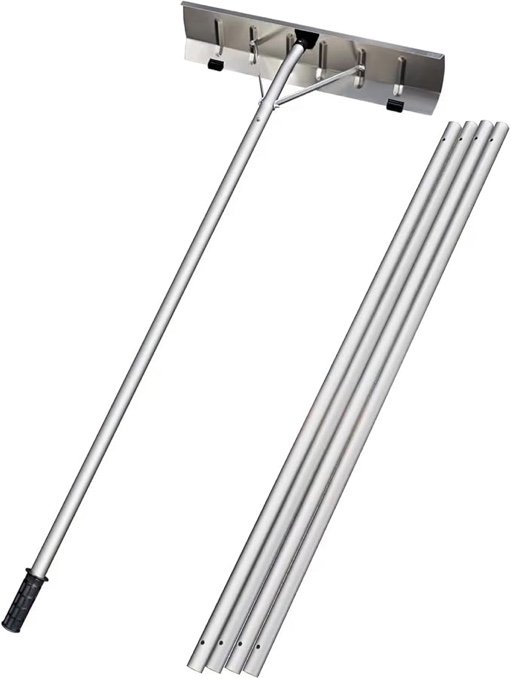 20 Feet Aluminum Snow Rake, with 25.5 Inch Blade, 5 Extension Tubes & Anti-Skid Handle, Telescoping Snow Removal Tool for Removing Snow, Leaves, Debris…