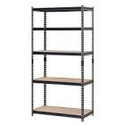 5-Tier Heavy Duty Metal Shelving, Racking Storage Unit, Black Garage Shed Storage Shelving Units, 3 Year Warranty