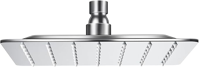 Square Rain Shower Head, Ultra-Thin Design 304 Stainless Steel Ceiling Shower Head, Modern High Pressure Waterfall Shower Head (silver) (incomplete)