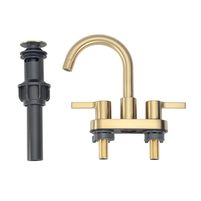 Better Homes & Gardens Clean Modern 4" Centerset Bathroom Faucet in Brushed Brass