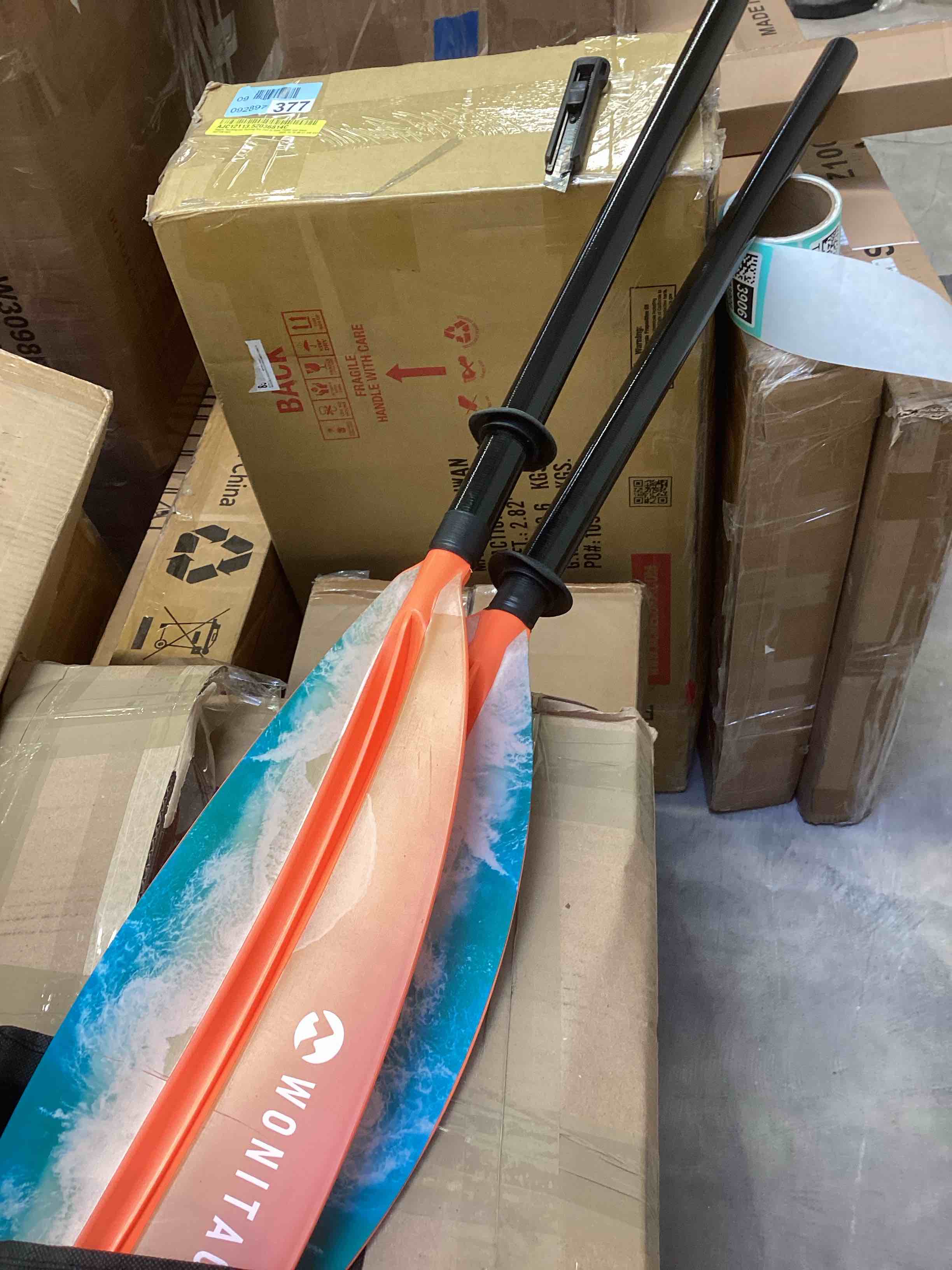 Condition photo showing As Is for Kayak Paddle Premium Carbon Fiber Paddle with Reinforced PP + Fiberglass Blade, Floating Adjustable Kayaking Oars, 3 Piece, 220-240 cm/86-94 Inches, 240-260 cm/94-102 Inches