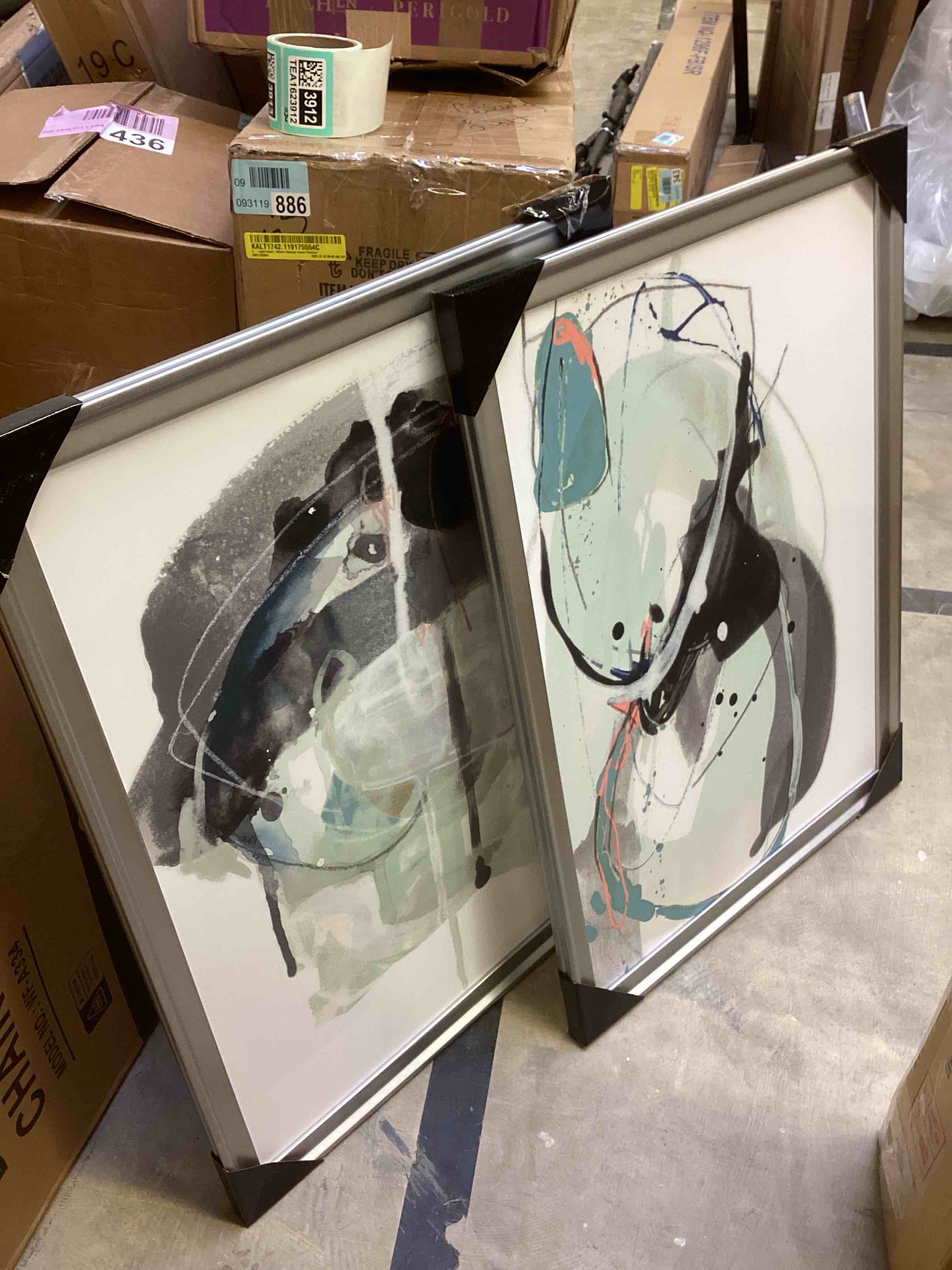 Condition photo showing Good Condition for Stone Aperture III - Premium Framed Canvas 2 Piece Set - Ready to Hang Stainless steel 