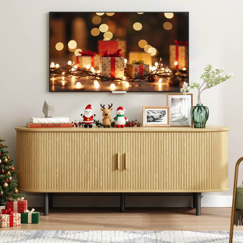 jalonda modern wood tv stand with storage and shelves to fit tvs oak wood