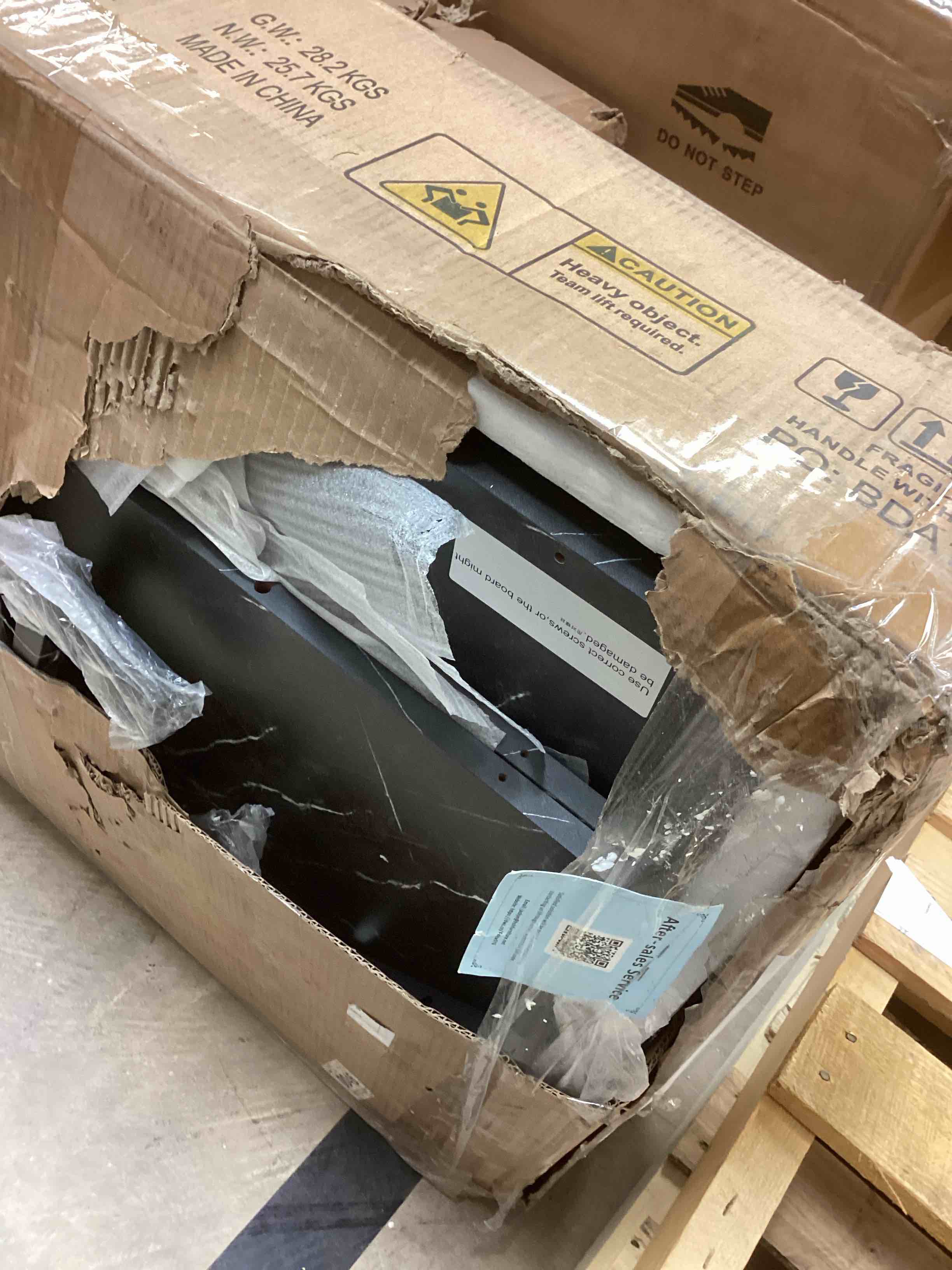 Condition photo showing As Is for HSH 55 inch Dining Room Table for 4, Modern Black Faux Marble Dining Table, Rectangle Kitchen Table with Heavy Duty Pedestal, Industrial Wood Dinner Desk for Home Living Room, Black Marble, 55 Inch