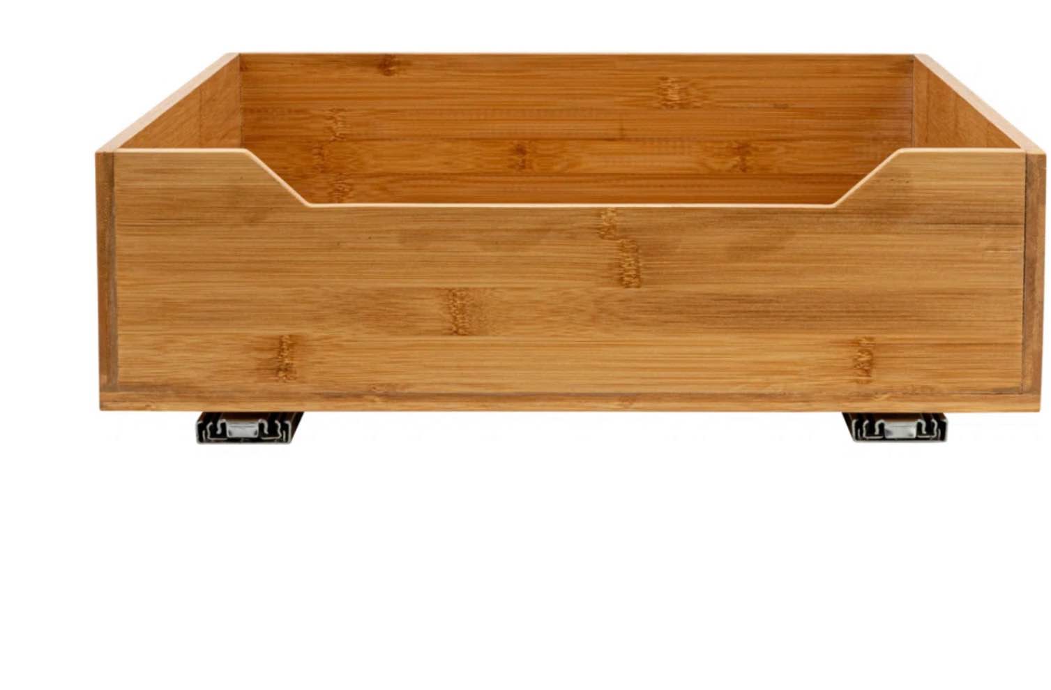 glidez bamboo and steel pull-out/slide-out storage organizer for under cabinet use - 1-tier design - fits standard size cabinet or shelf, natural