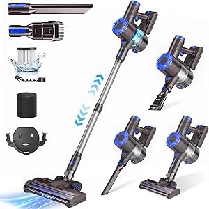 Cordless Vacuum Cleaner, 180W Power Suction Stick Vacuum Cleaners with 2200 mAh Battery,8-in-1 Lightweight Self-Standing, 35 Mins Runtime for Home Hard Floor Low-Pile Carpet Pet Hair