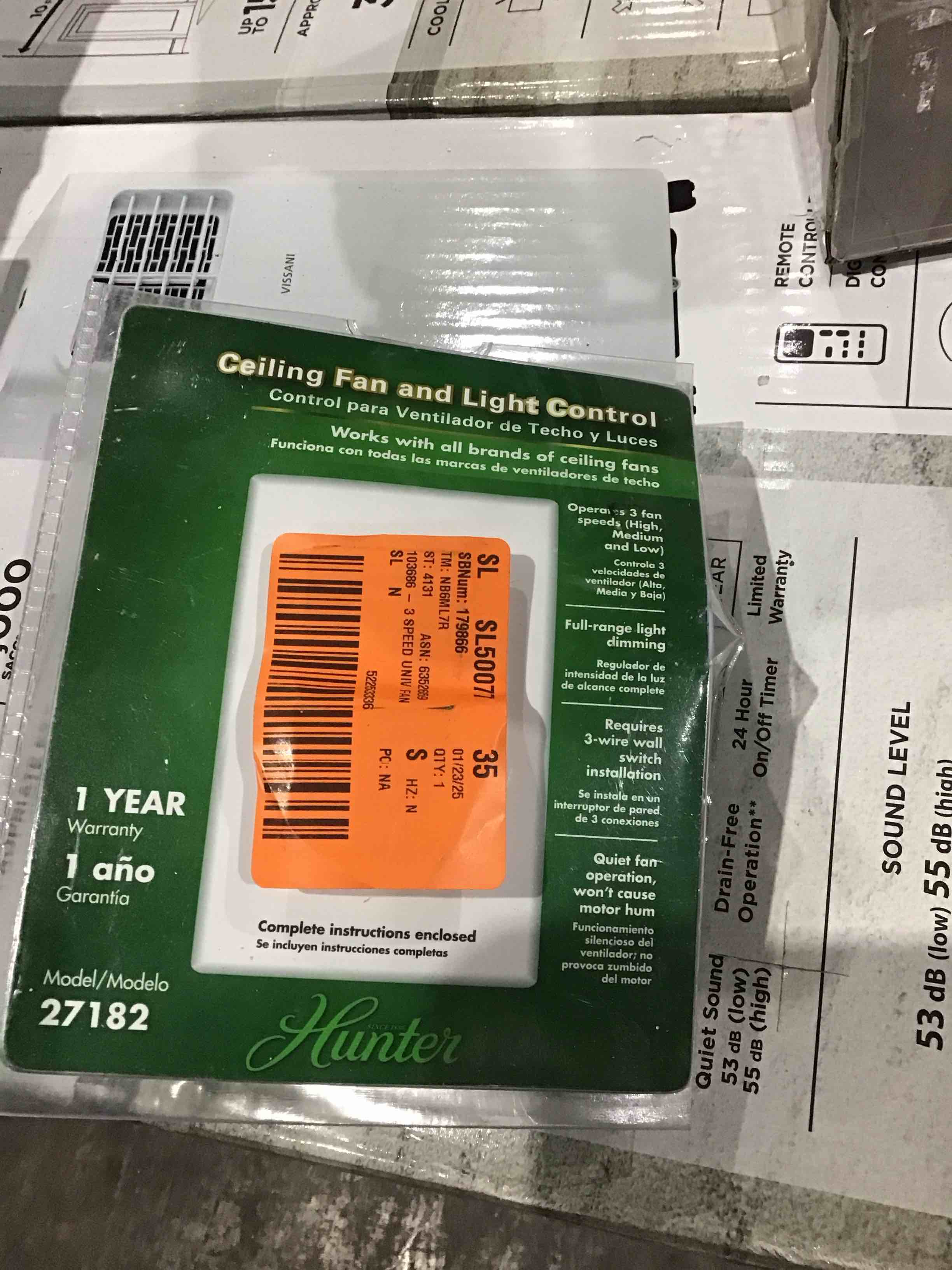 ceiling fan and light control