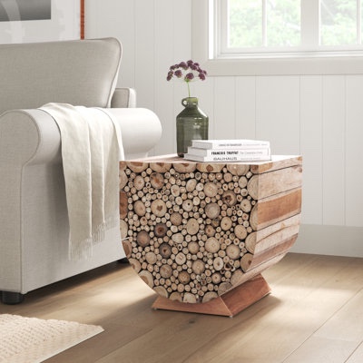 Jelle Solid Wood Pedestal End Table