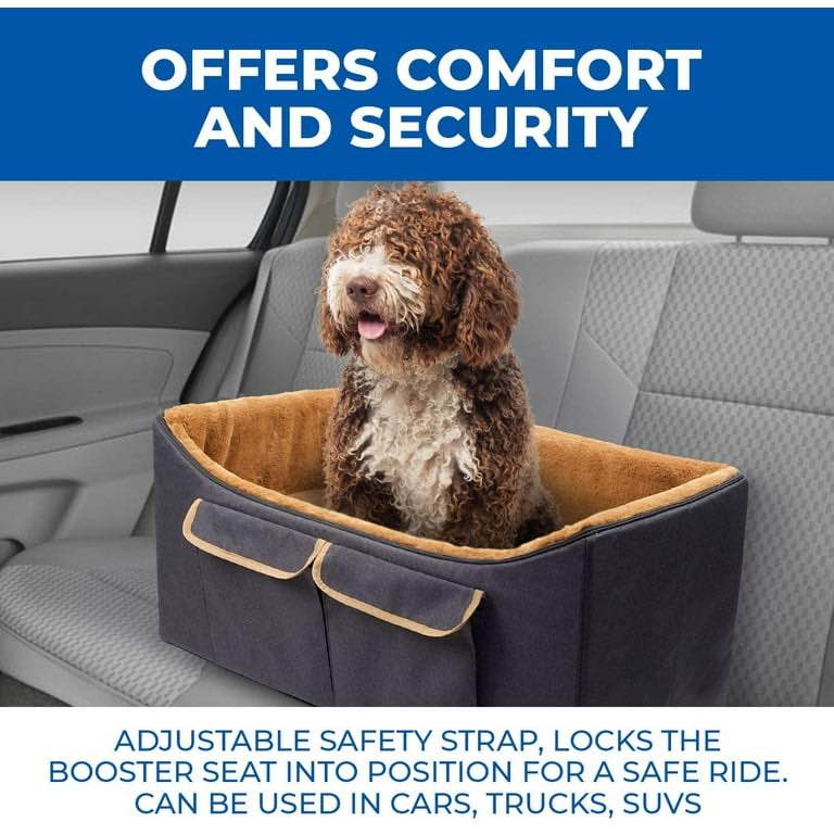 CHEERING PET Dog Car Seat, Elevated Pet Bucket Booster Seat, Foldable Design for Easy Travel, Reversible Ultra Soft Fur Lining Seats 1 Large Dog or 2 Small Dogs
