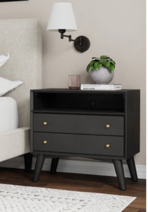 Alpine Furniture Flynn Large Nightstand in Black 966BLK-22 PROMO