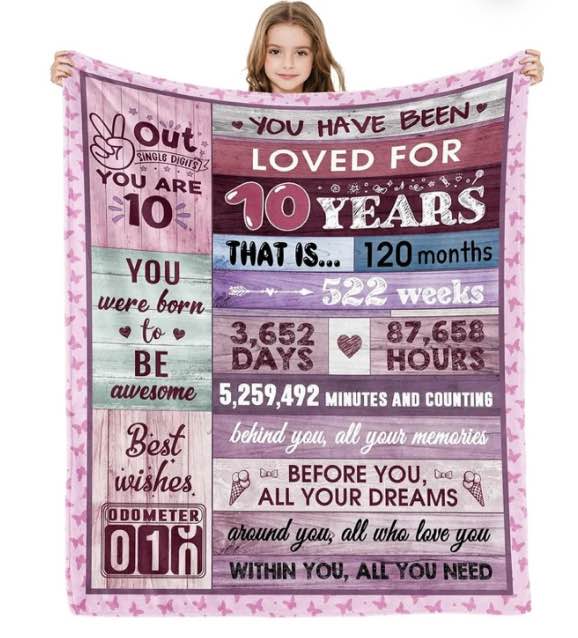 10th Birthday Gift Throw Blanket 