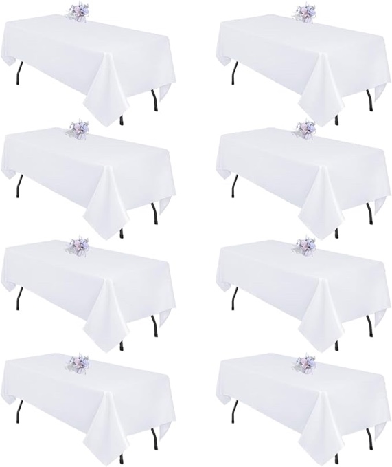 white rectangular table cloths set of 12 
