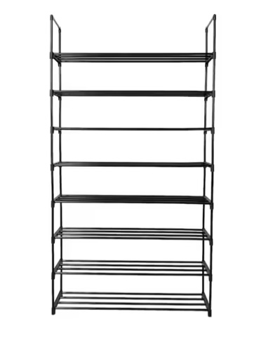 66.54 H 40-Pair 1-Tier Black Iron Shoe Rack