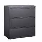 3 Drawer 36in W Lateral File Cabinet Black  Heavy Duty Filing 