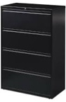 4 Drawer 36 in W Lateral File Cabinet Black Heavy Duty Filing -Letter/Legal