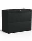 2 Drawer 36 inch W Lateral File Cabinet, Black Heavy Duty Filing