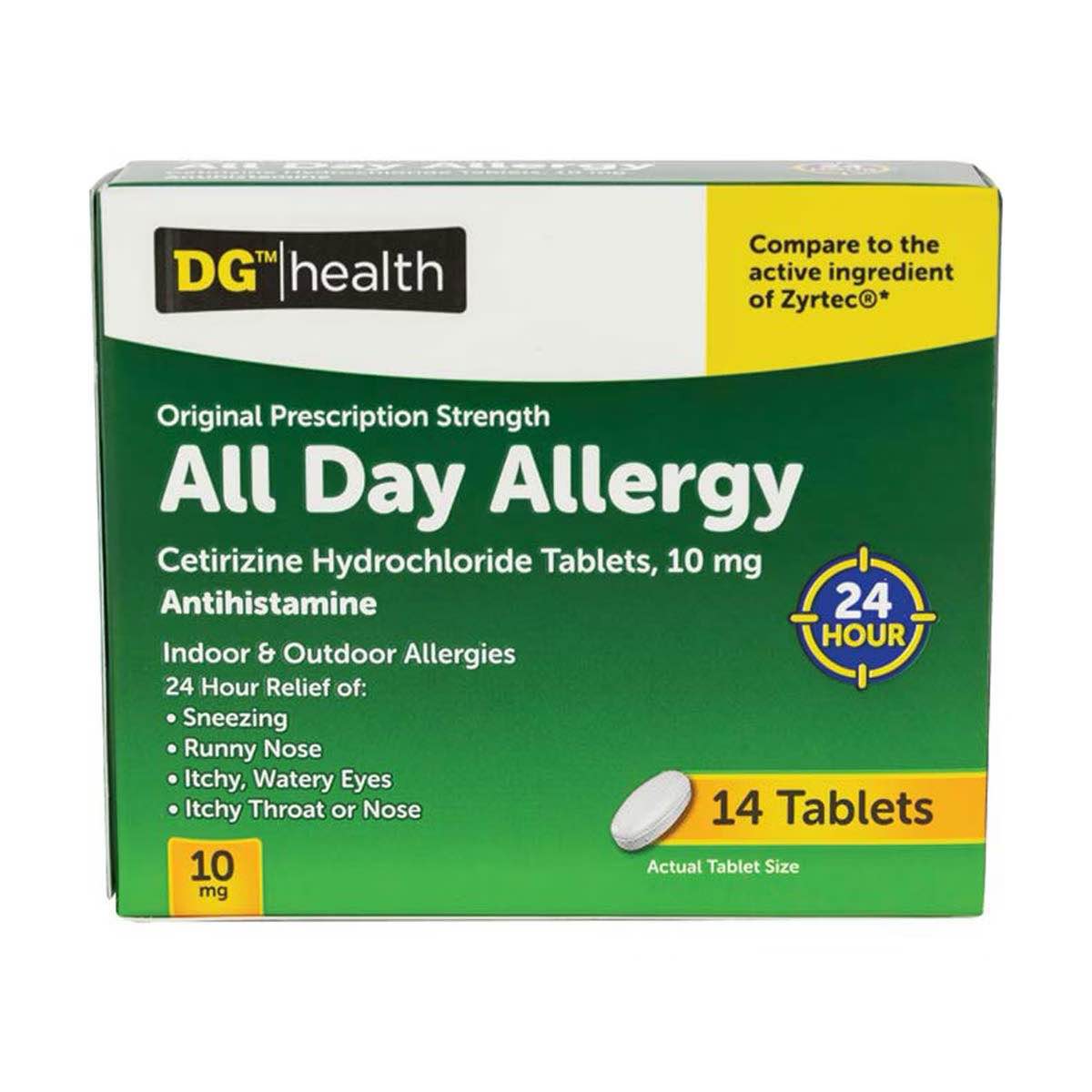 DG Health All Day Allergy Relief Tablets, 10 mg, 14  BEST BY 06/2025