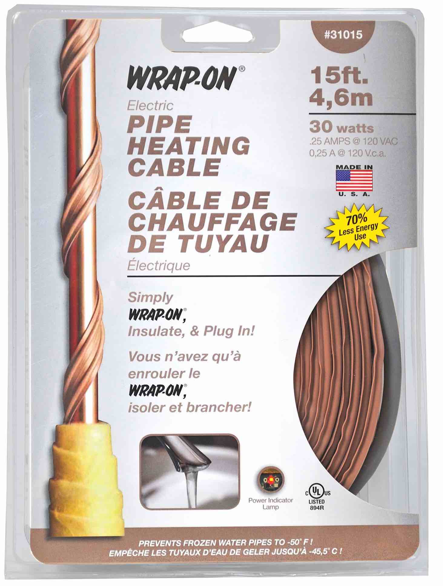 WRAP-ON Pipe Guard Automatic Heat Tape- 15-Feet, 120 Volt - 13015