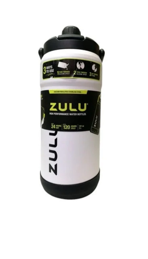 Zulu Goals Mammoth High Performance Water Bottle, Copper Insulated 101oz White