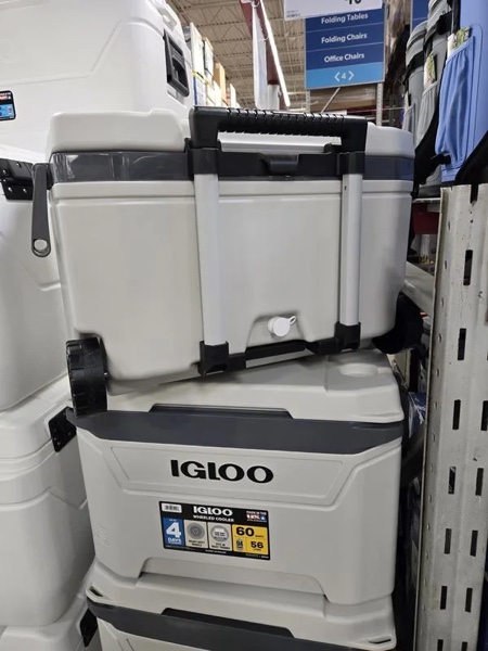 Coolers Igloo Igloo Bone White and Gray 60-Quart Sunset Roller Cooler.