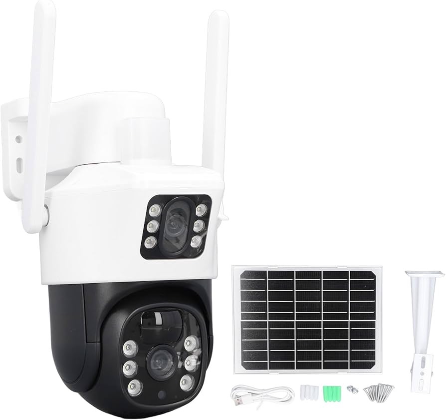 Walfront Solar Security Camera Outdoor Surveillance Camera with Internet Connectivity Robotic Motion Detection Weatherproof for Home Security.