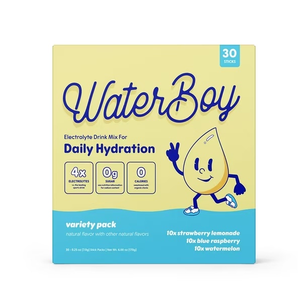 Savings Waterboy Sugar Free Daily Hydration Electrolyte Drink Mix Variety Pack, 30 ct.